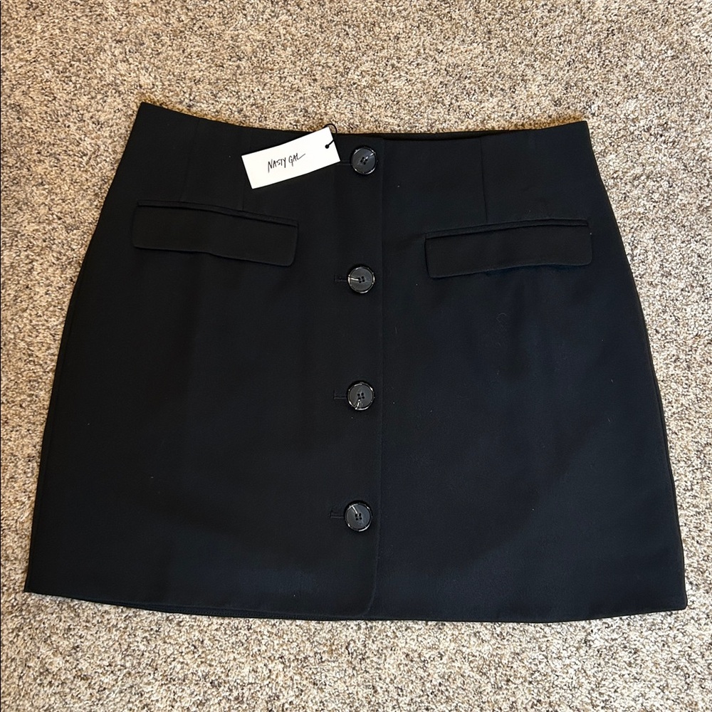 Nasty Gal Tailored Black Button-Front Mini Skirt